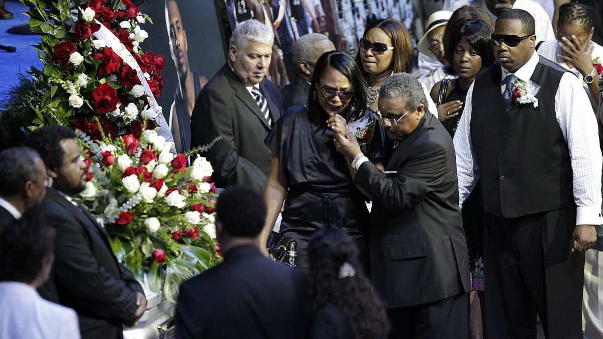 Sherra Wright at a memorial service for Lorenzen Wright in Memphis, Tenn., on Aug. 4, 2010.