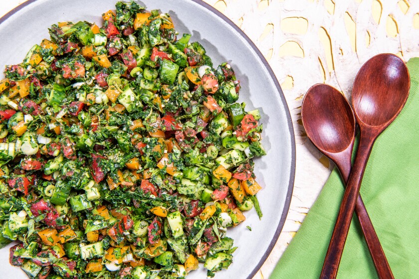 Salata Arabieh, a chopped salad from "Falastin" by Sami Tamimi and Tara Wigley.