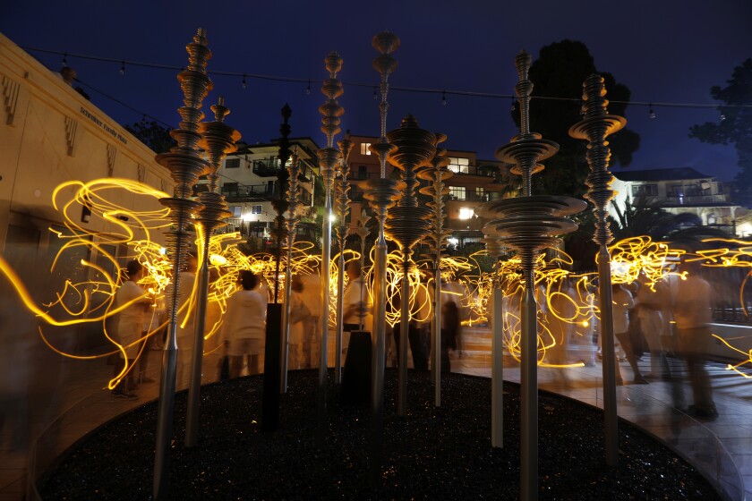 Elizabeth Turk’s “Sound Sculptures” at her “Tipping Point” exhibition at Catalina Island Museum.