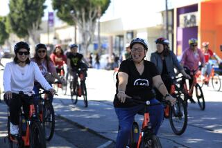Members of the public tested out some of the 250 e-bikes available on Tuesday at Leimert Park’s Ride On! Bike Co-op.