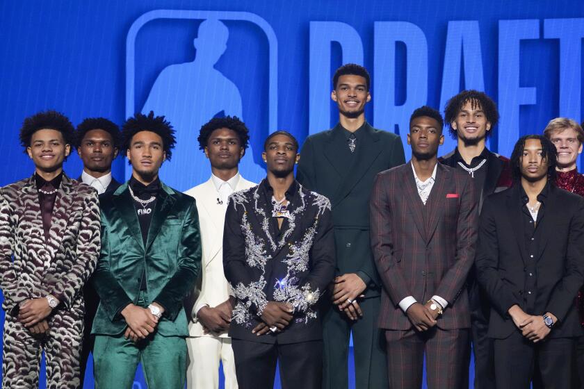 Potential first-round draft picks stand together for a photo at Barclays Center.