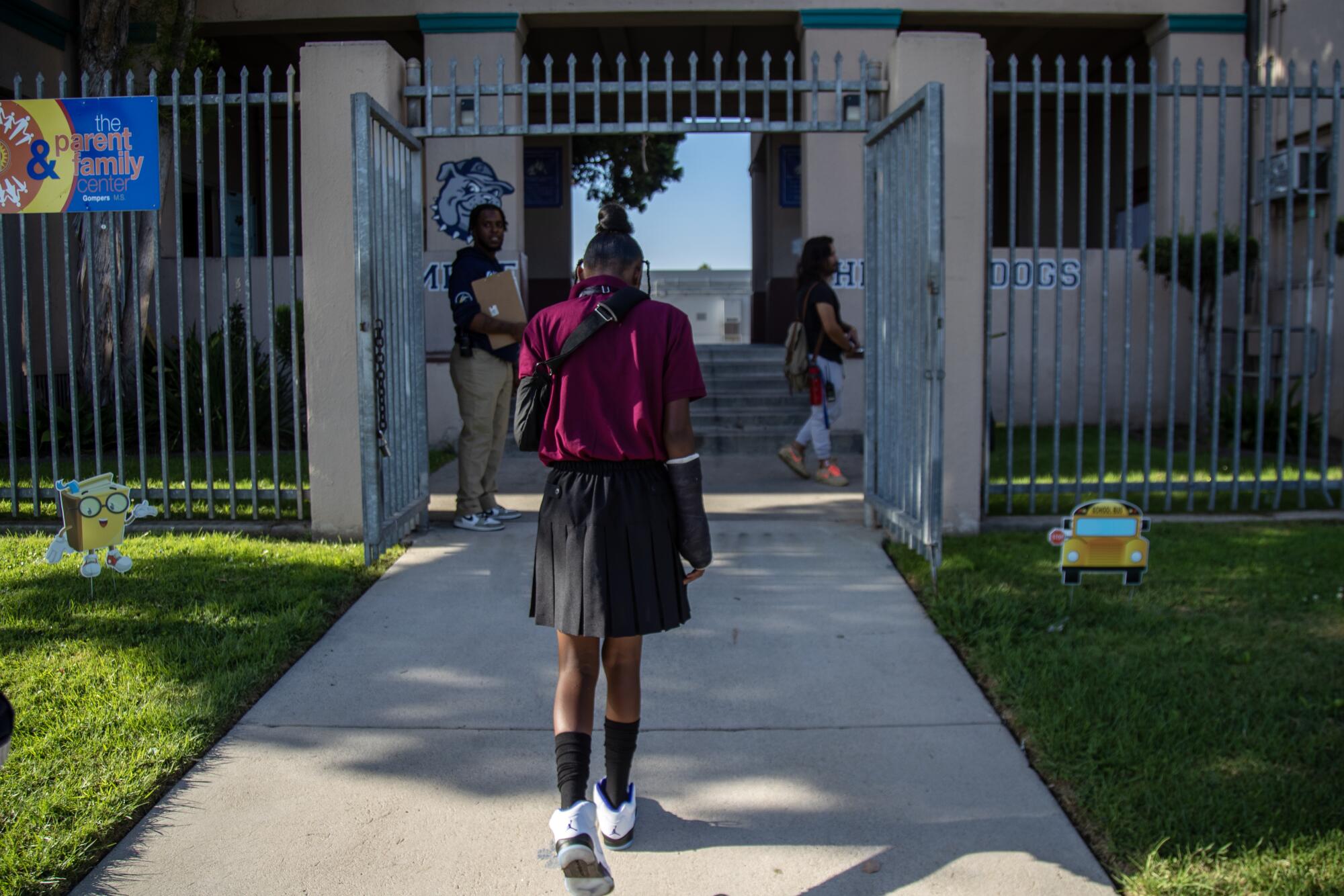 La'Veyah Mosley enters Gompers Middle School. 