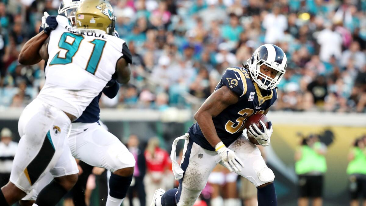 Todd Gurley may have been overshadowed by Jaguars rookie Leonard Fournette's 75-yard touchdown and 130 rushing yards, but Gurley topped 100 yards for the third time this season and the Rams came away with a 27-17 win.