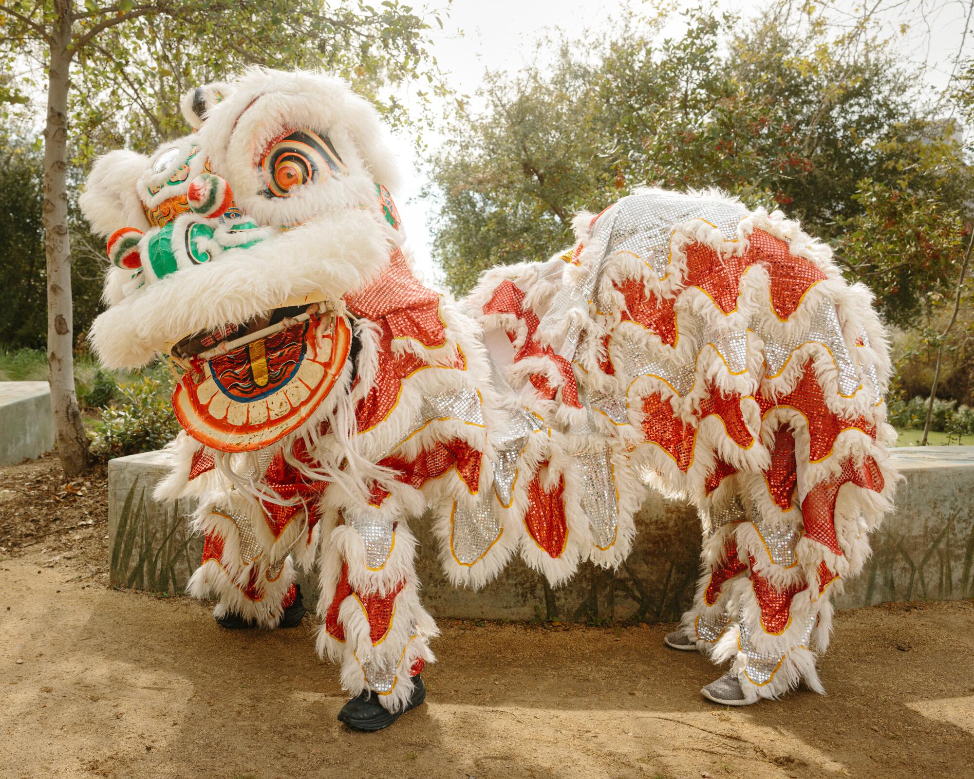 A very elaborate Chinese lion puppet.