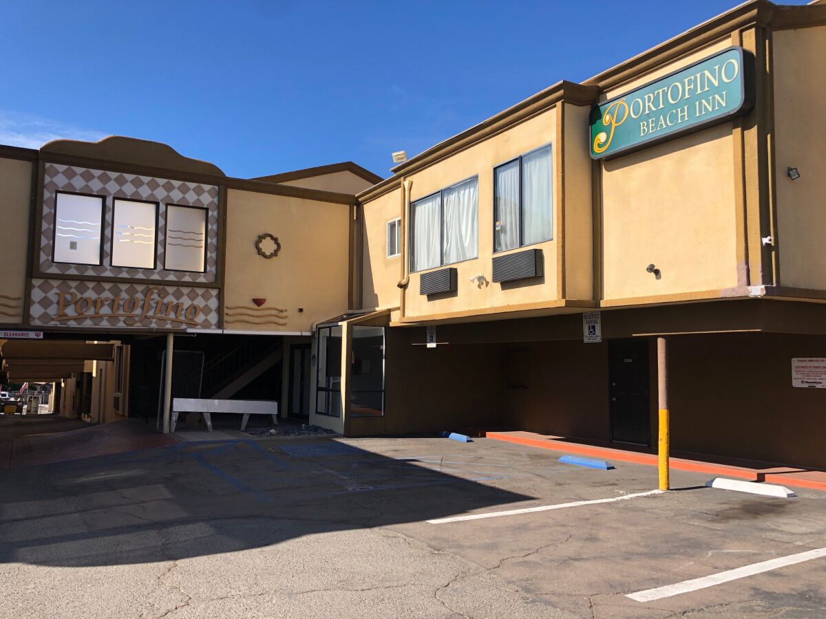 The site of the abandoned Portofino Beach Inn, which will be transformed into a 35-unit boutique hotel, is the subject of a lawsuit filed by an Encinitas property owner.
