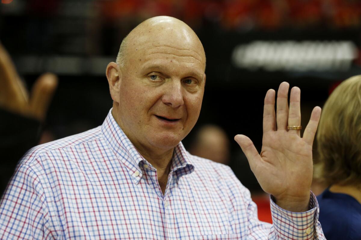 Clippers owner Steve Ballmer looks on prior to Game 7 of the Western Conference semifinals against Houston on May 17.