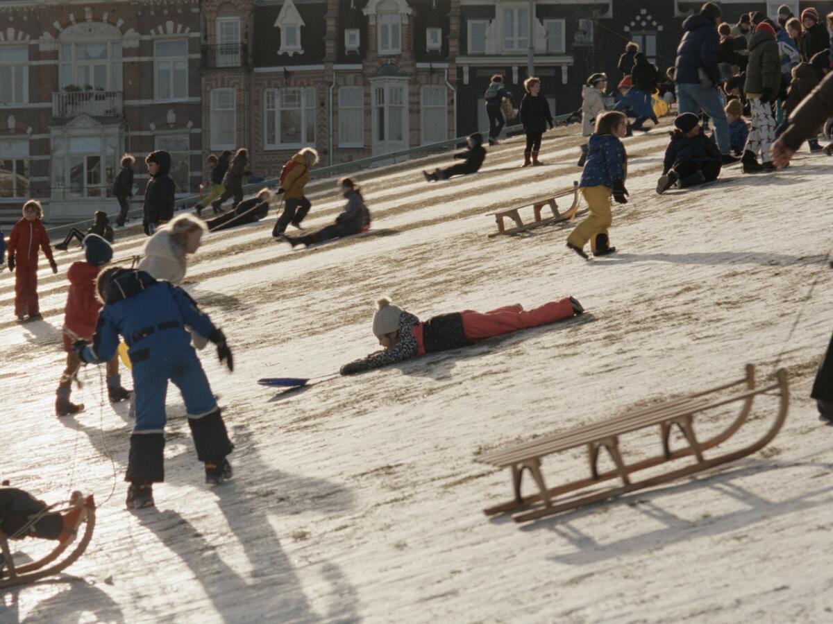 Children and families tobogganing in Amsterdam