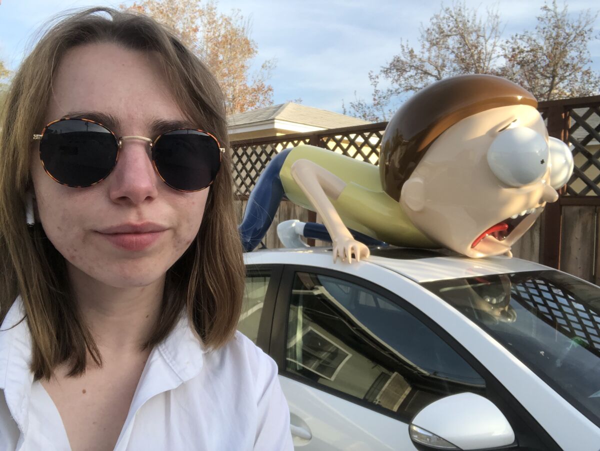 The Morty statue on top of the car was larger than I imagined.