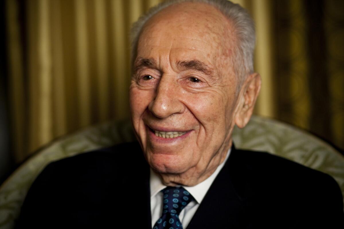Former Israeli President Shimon Peres at the Beverly Wilshire hotel in February 2015.