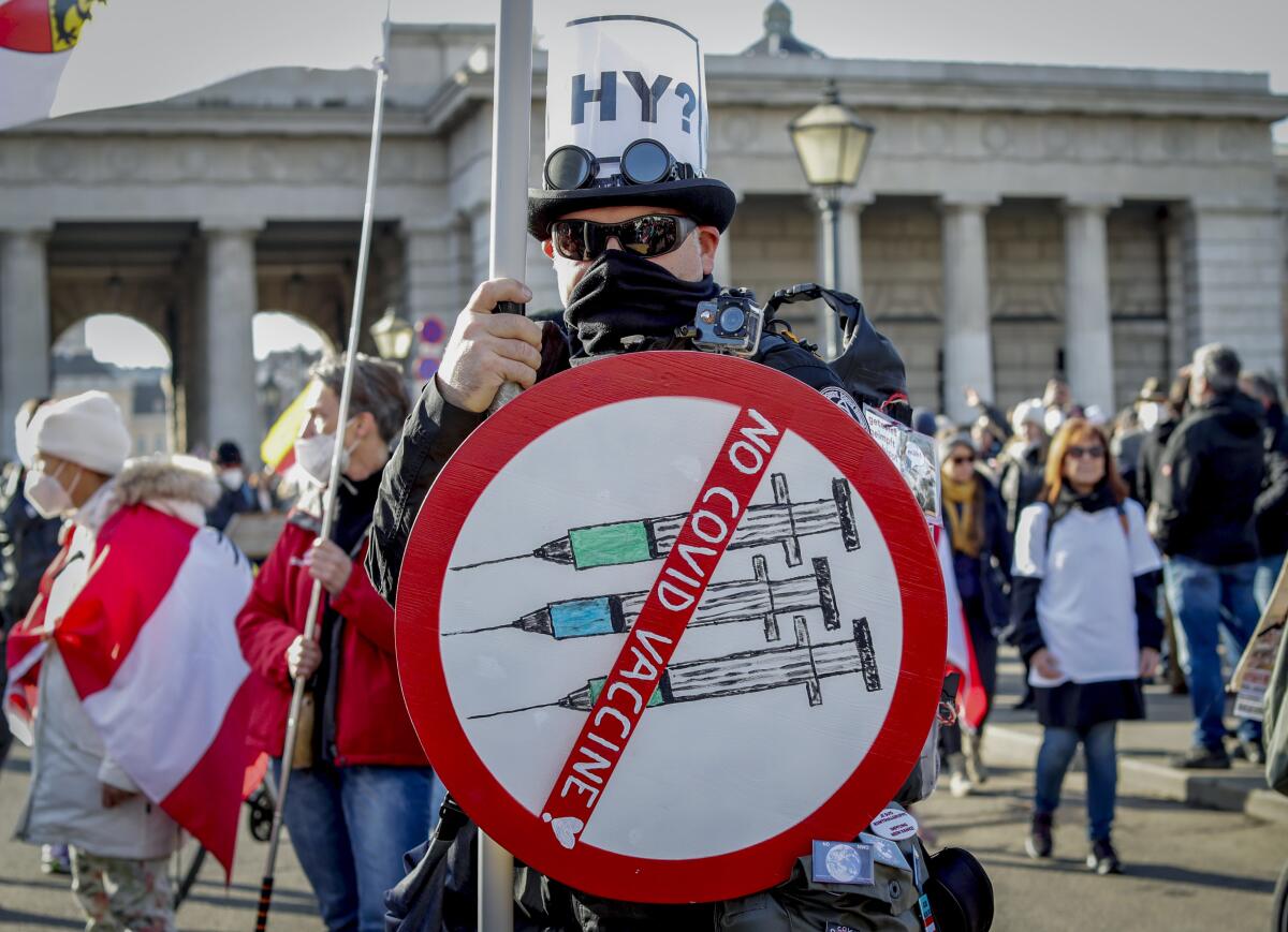 Anti-vaccination protester in Vienna