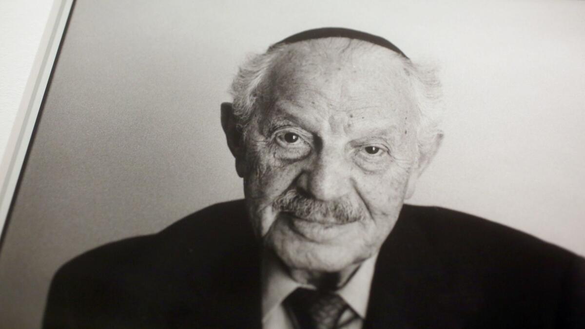 A photograph of Amrom Deutsch, a Holocaust survivor who spoke to players from the Jr. Kings at the Museum of Tolerance recently.