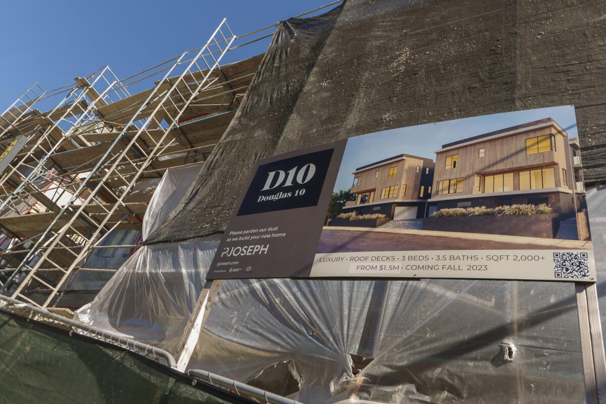 A sign advertising residential units in Los Angeles