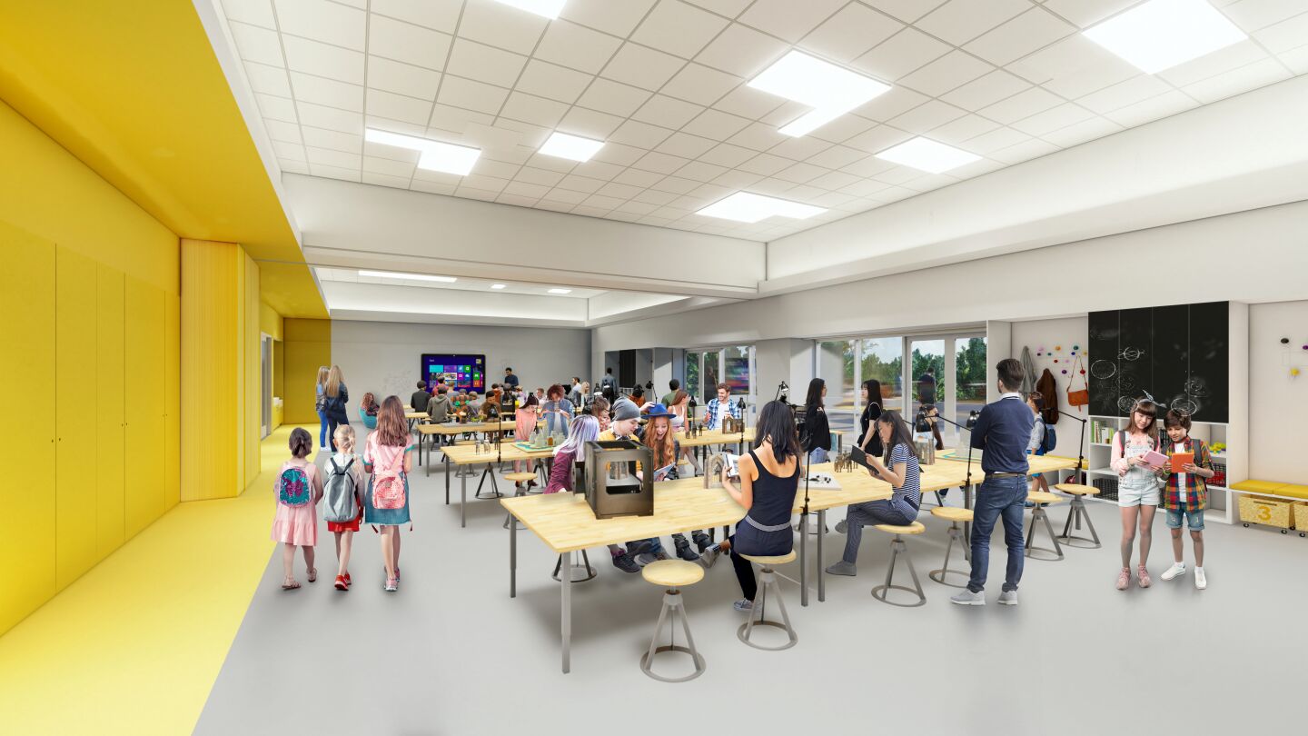 Rendering of a classroom in the planned Comic-Con Museum.