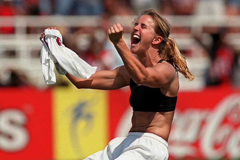 SP.WCup.14.0710.AR July 10,1999....USA Womens National team defaeted the China National.