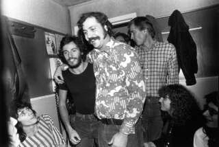 Bruce Springsteen and Lester Bangs after Patti Smith's 1975 show at The Bottom Line in New York.