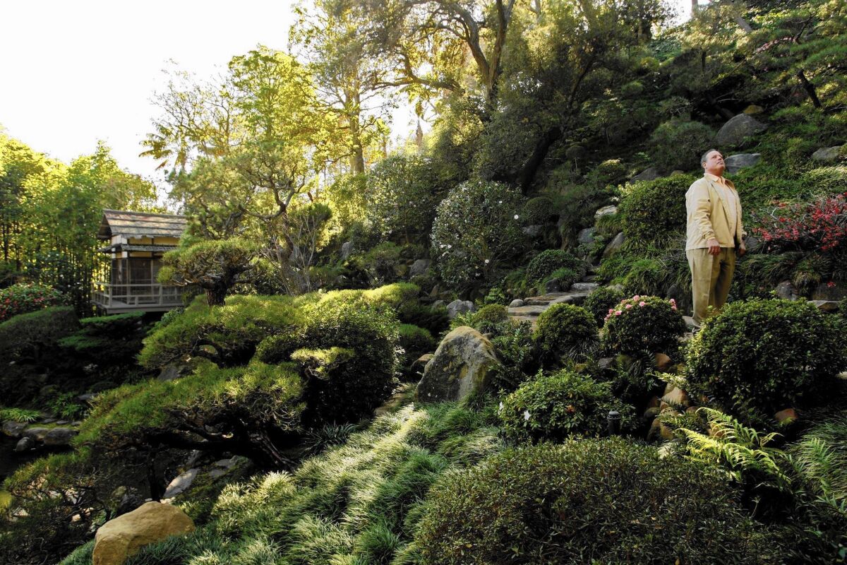 Longtime resident Michael Rich takes in the beauty of the UCLA Hannah Carter Japanese Garden in Bel-Air.
