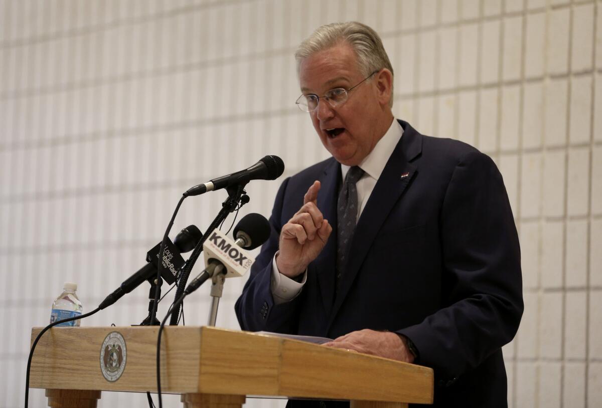 Missouri Democratic Gov. Jay Nixon, shown in May 1 at a St. Louis, school, has rejected a bill that would have required women to wait 72 hours before getting an abortion.