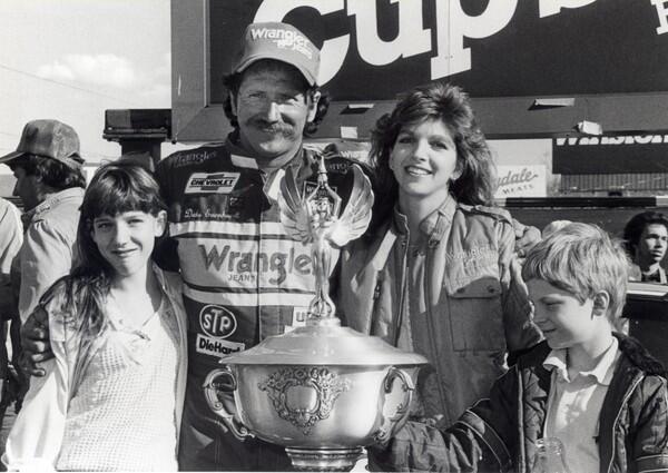 Dale Earnhardt #3 in victory lane with his wife Teresa, his daughter Kelley and son Dale Earnhardt Jr. after winning the Valleydale 500.