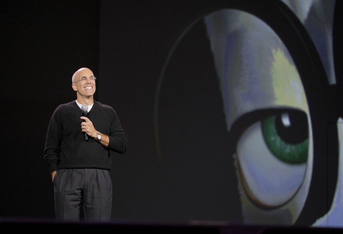 Jeffrey Katzenberg speaks at the International Consumer Electronics Show in Las Vegas on Jan. 6.