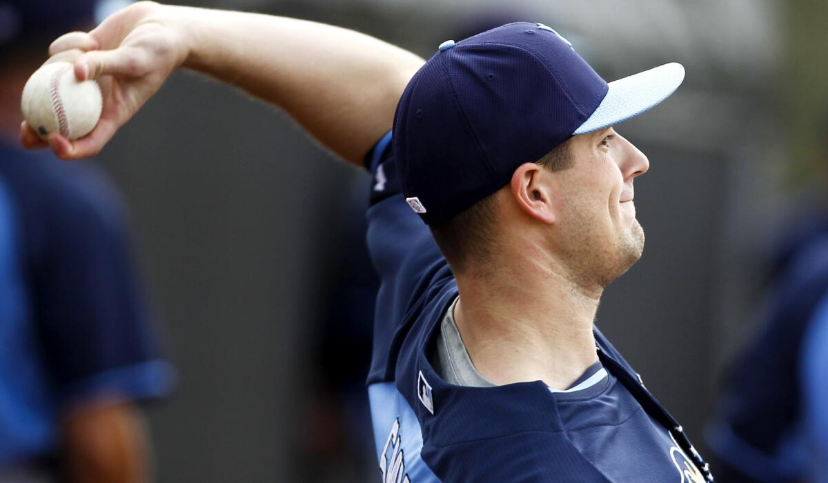 Drew Smyly works out at spring training on Feb. 23 before he was sideline by tendinitis.