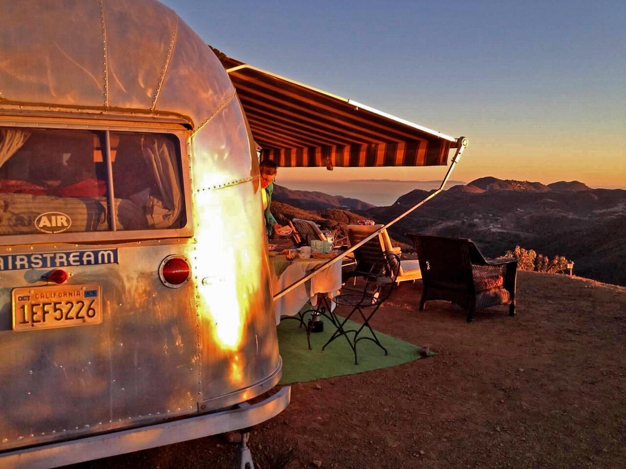 On a plateau next to a shiny 1957 Airstream Flying Cloud with 360-degree views of the Pacific Ocean, we could sit out and watch the Santa Monica Mountains and a giant sapphire sky. There was no one else in sight.