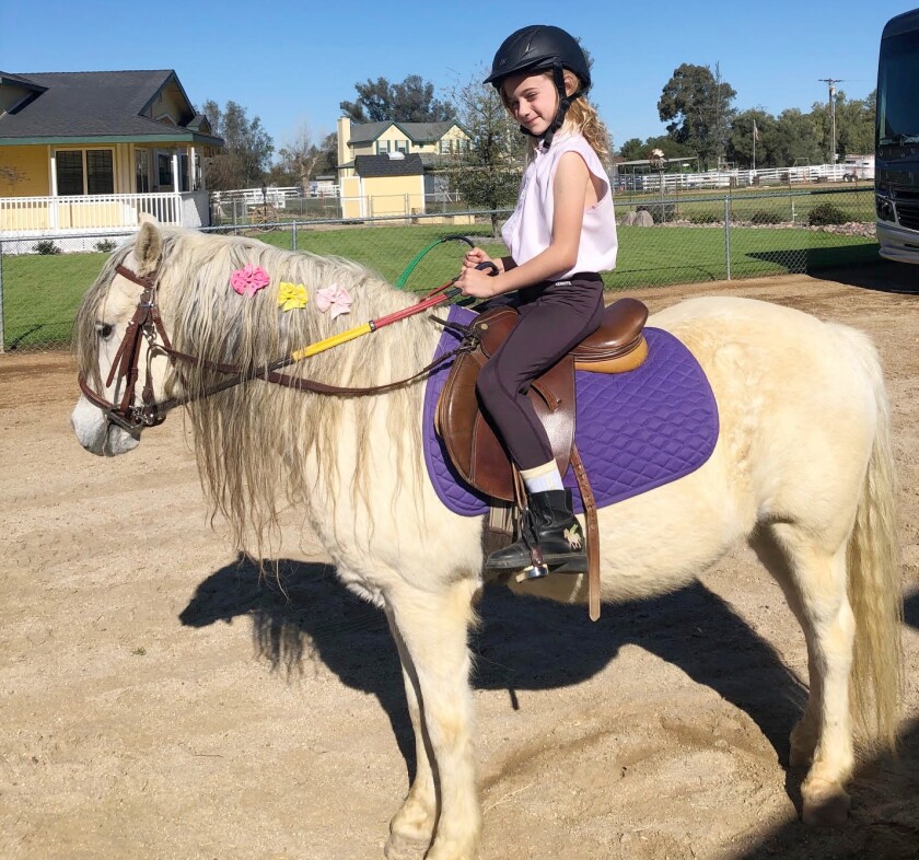 The “Icy Hooves” book describes Kaia Pressler’s adventures with her horse, Guapo.