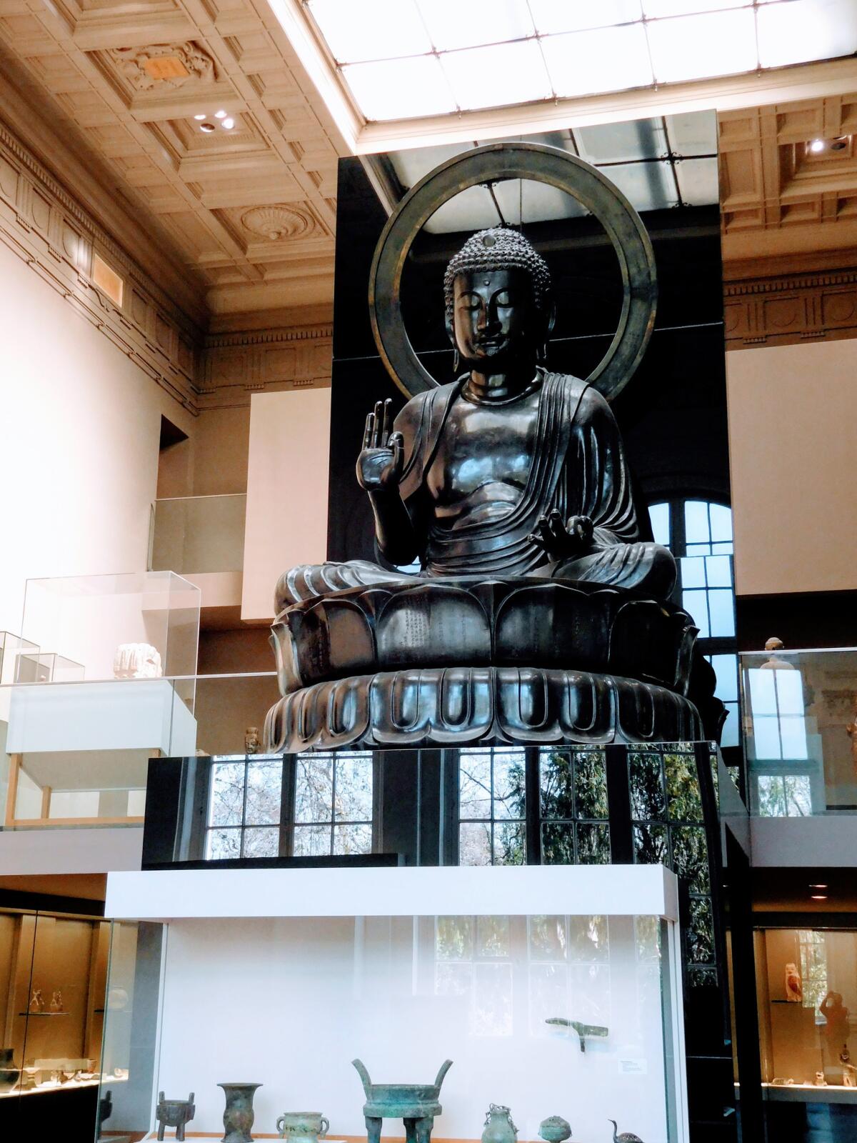 A two-story Japanese Buddha at the Musee Cernuschi in Paris' 8th arrondissement.. . (Elizabeth von Pier)