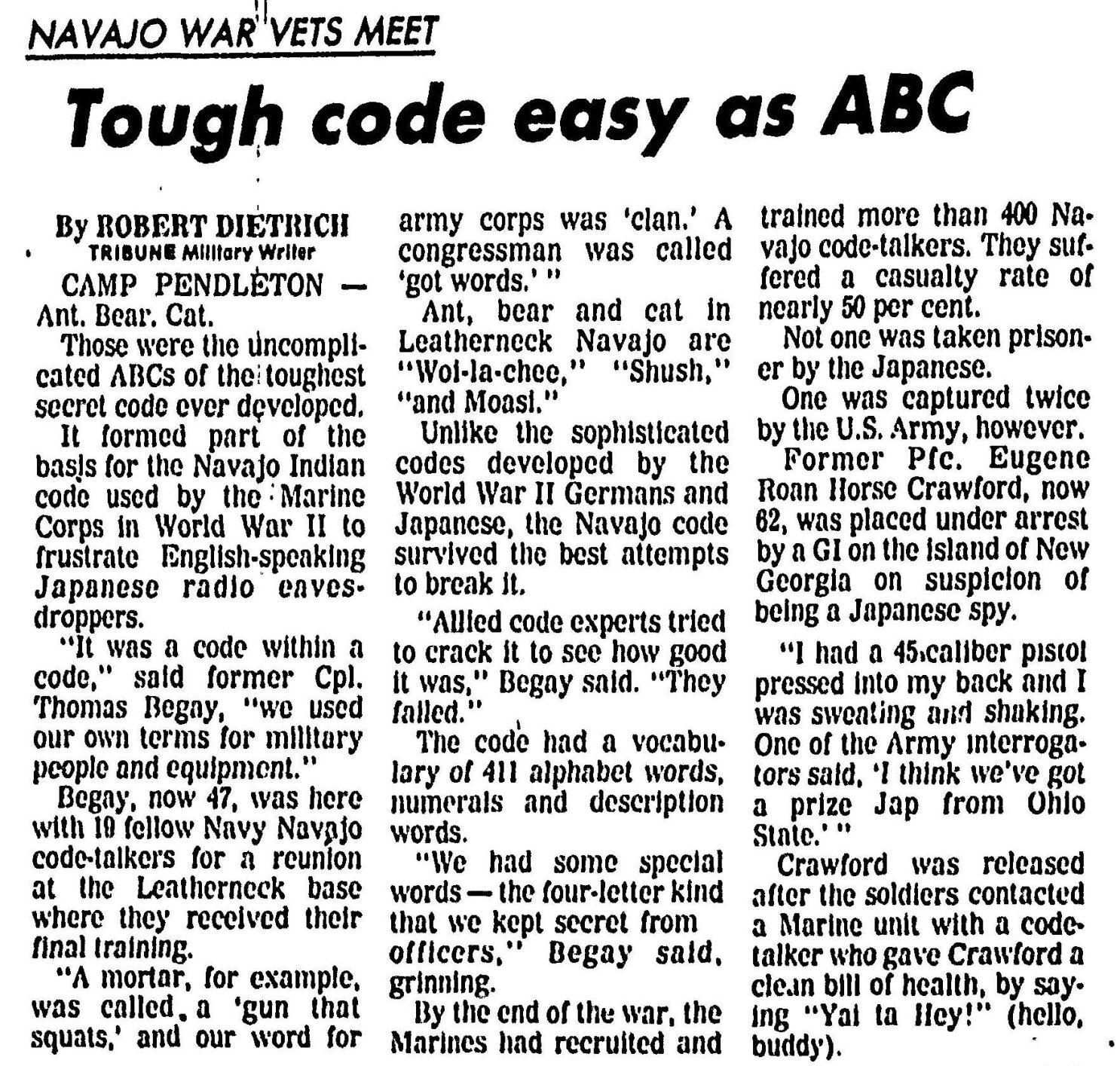 From The Archives Veterans Honored On Navajo Code Talkers Day The San Diego Union Tribune From The Archives Veterans Honored On Navajo Code Talkers Day The San Diego Union Tribune