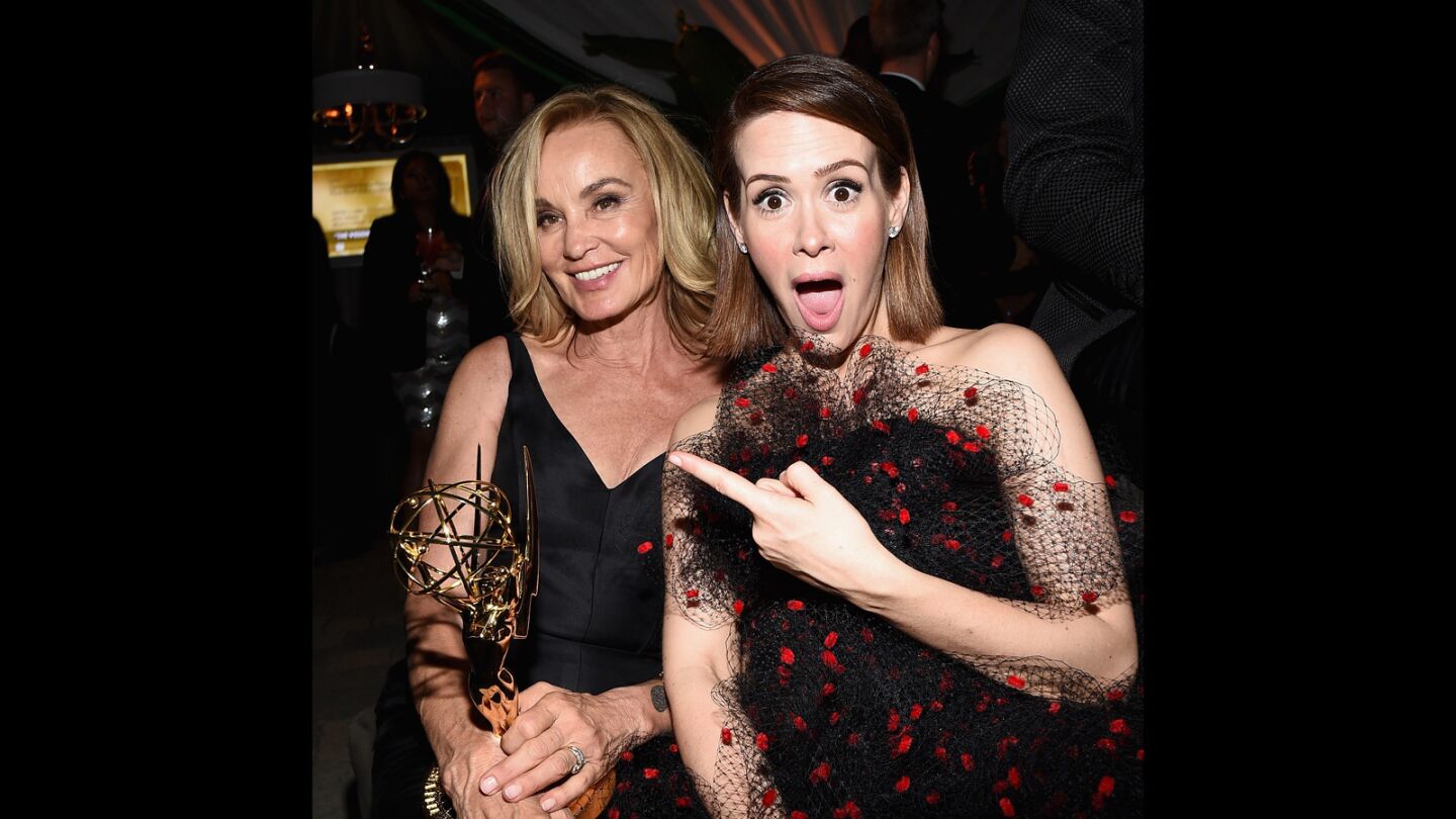 Jessica Lange, left, with "American Horror Story: Coven" costar Sarah Paulson.