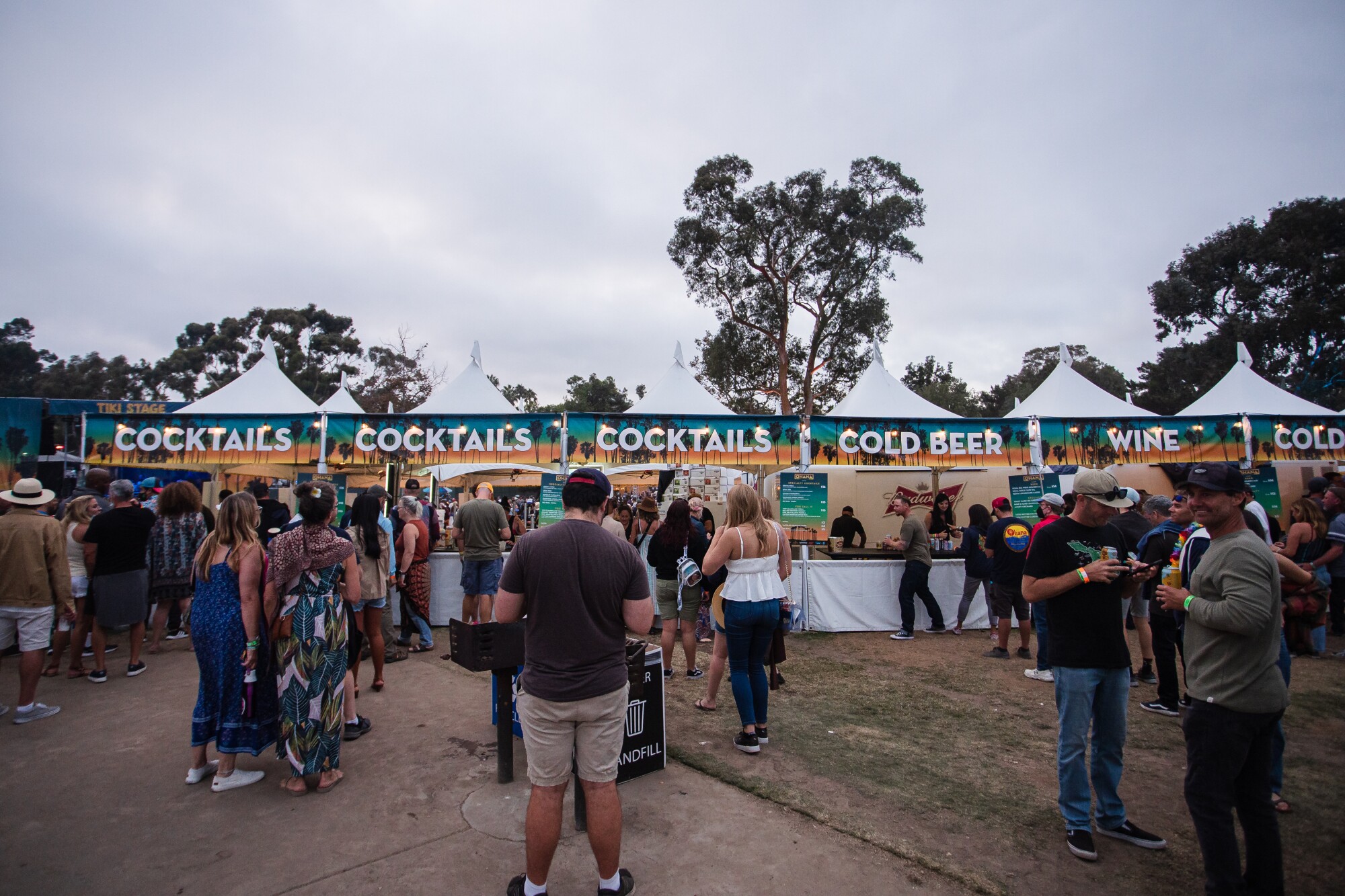 People line up for drinks at the Ohana Festival on September 25, 2021 in Dana Point, California.