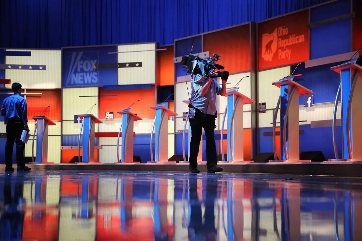The Republican debate stage in Cleveland.