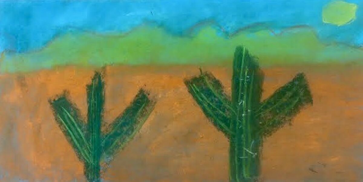 Gillispie School kindergartner Soleste Green's “Desert Morning” is on display at the San Diego Museum of Art.