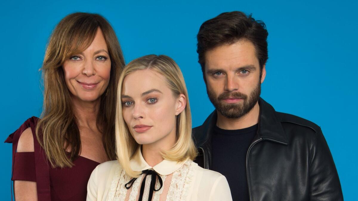 From left, Allison Janney, Margot Robbie and Sebastian Stan star in "I, Tonya," the film about skater Tonya Harding.