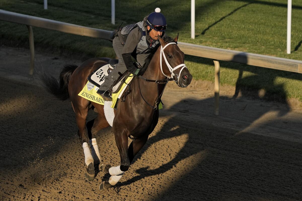 Kentucky Derby entrant Kingsbarns works out at Churchill Downs on Wednesday.