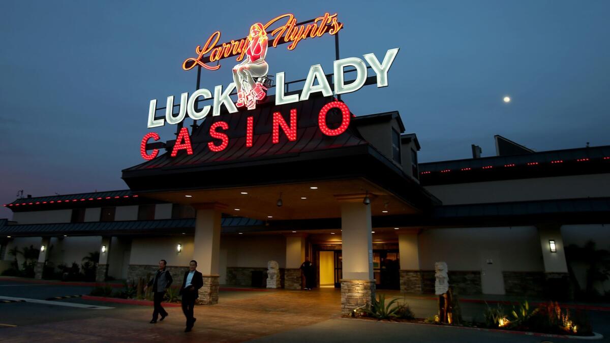The exterior of Larry Flynt's Lucky Lady Casino in Gardena. The working-class city hopes Flynt's investment in the casino pays off for Gardena.