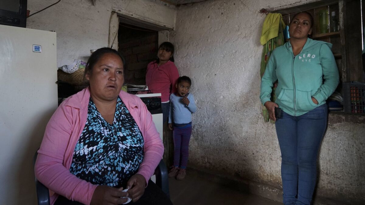 Maximina Carrillo Torres, 40, left, sister-in-law of slain activist Isidro Baldenegro Lopez, said that after his death relatives and friends fled their hometown of Coloradas de la Virgen.