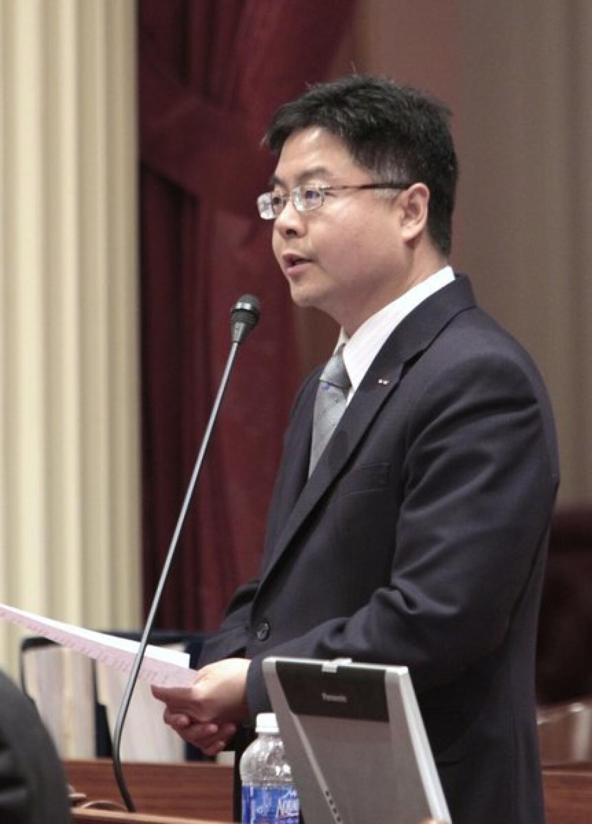 State Sen. Ted Lieu (D-Torrance) speaks on the Senate floor during a 2011 debate.