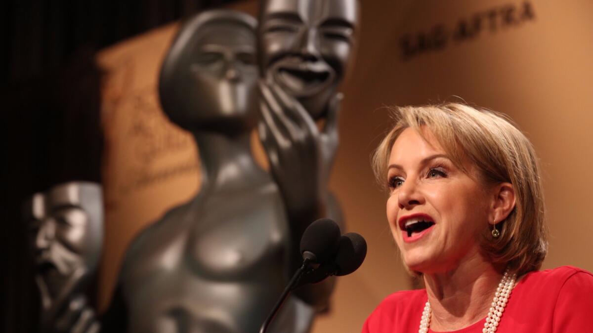 SAG-AFTRA said the vote is set to take place from Feb. 7 to March 8. Above, the union's president, Gabrielle Carteris.