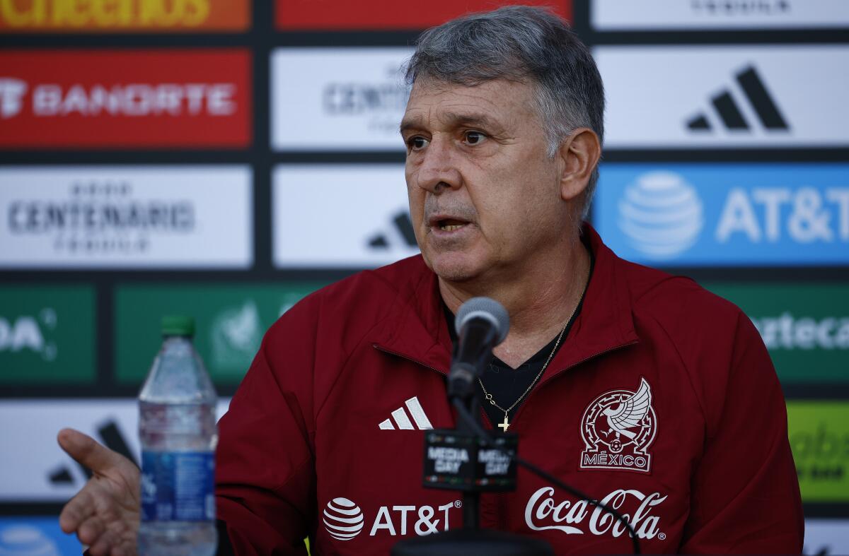 Mexico national team coach Tata Martino speaks during a news conference at Dignity Health Sports Park.