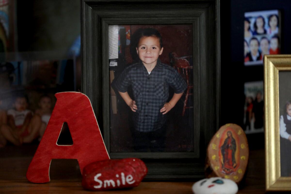 A photo of Anthony Avalos, taken in 2013 at the age of 6, at the home of David and Maria Barron in 2019. 