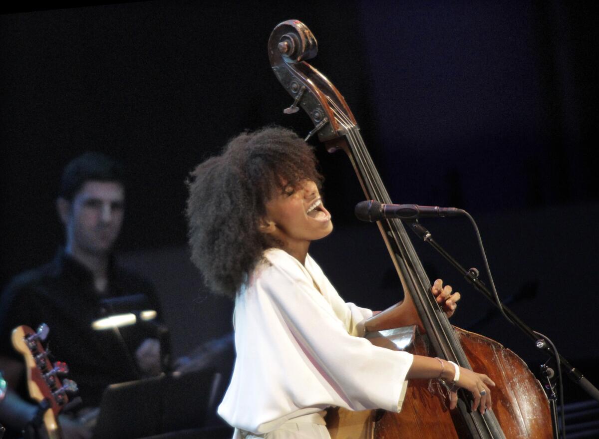 Esperanza Spalding performs with the Spring Quartet at the Ford Theatres on Saturday night.
