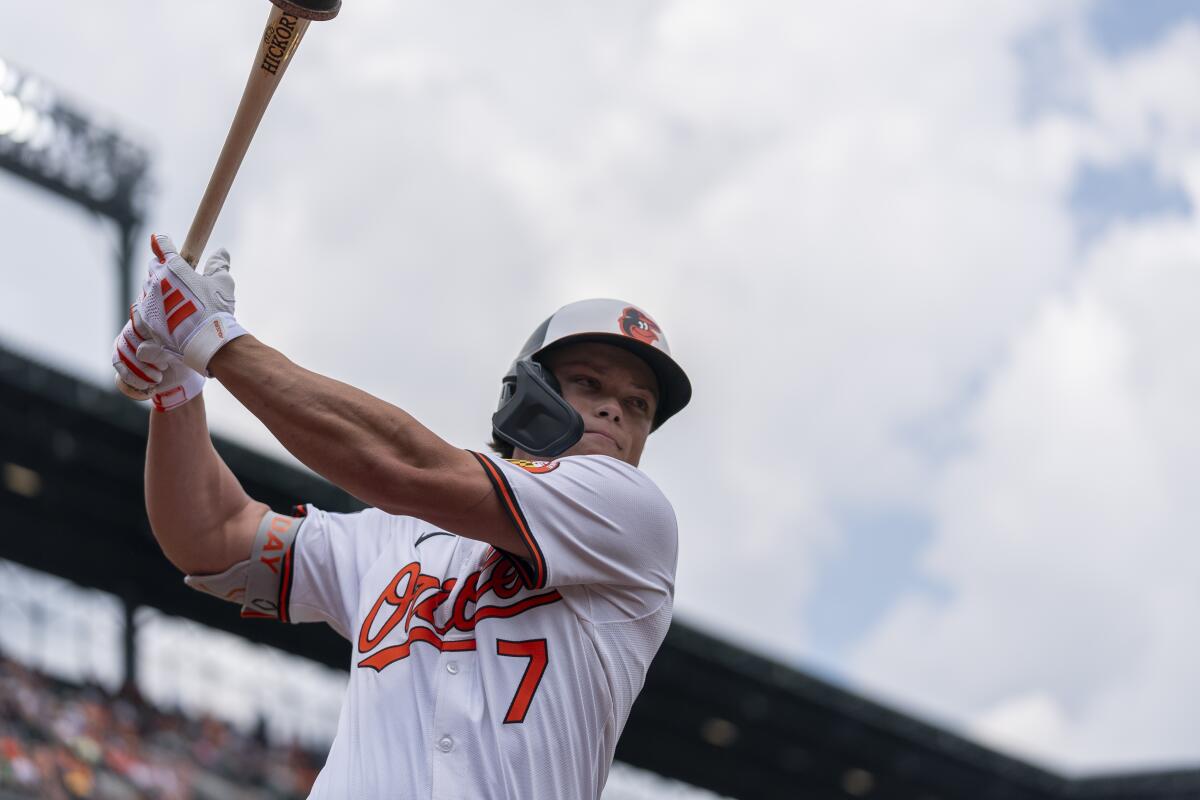 Jackson Holliday, de los Orioles de Baltimore,