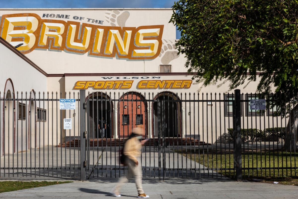 The exterior of a school's sports center