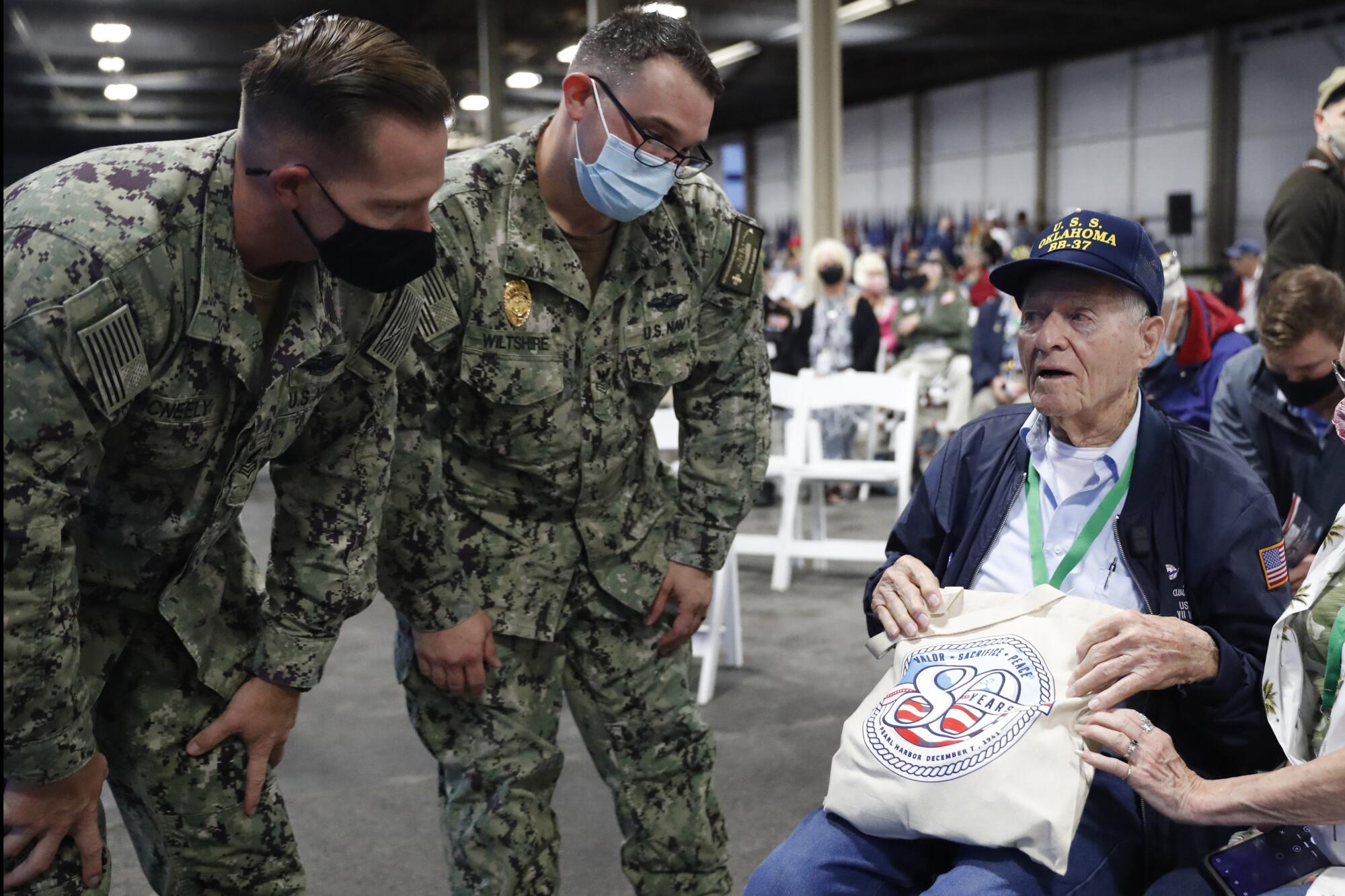 Pearl Harbor survivor and World War II Navy veteran David Russell, 101, of Albany, N.Y.