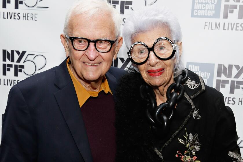 Director Albert Maysles, left, and fashion icon Iris Apfel at the New York Film Festival.