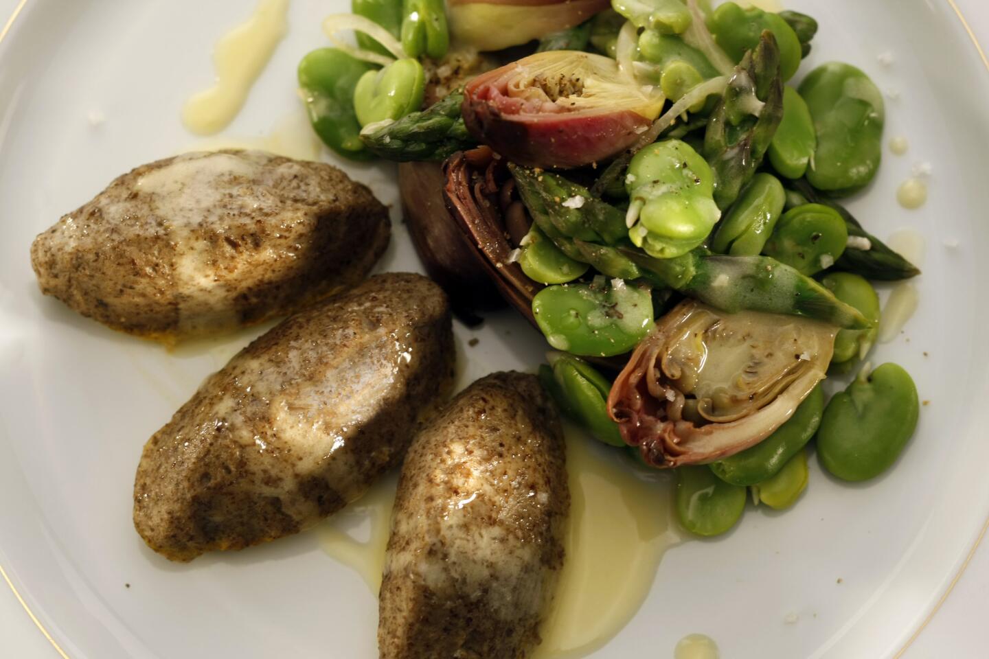Recipe: Mushroom quenelles with spring vegetables