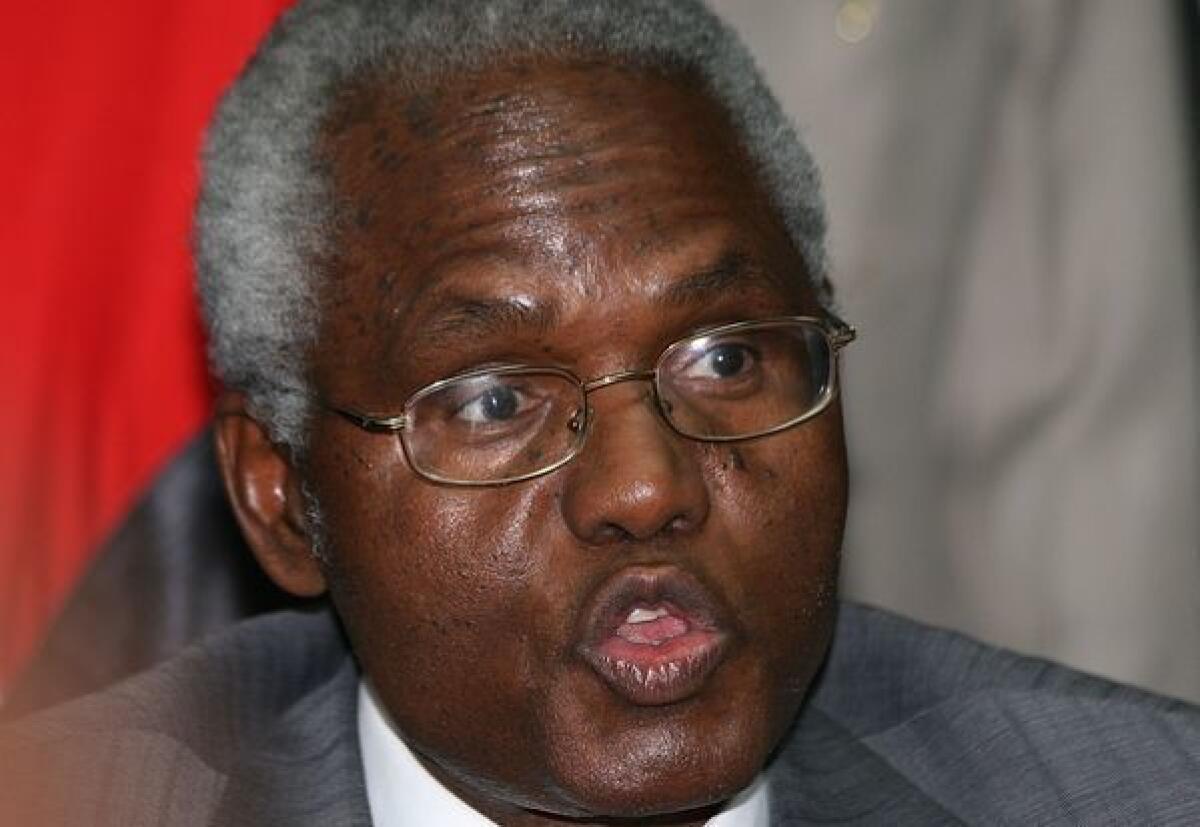 Francis Muthaura, head of Kenya's public service, speaks during a news conference in Nairobi in December 2010 after he was named by the International Criminal Court as one of six Kenyans accused of masterminding the deadly post-electoral violence three years earlier. The court on Monday dropped all charges against Muthaura.