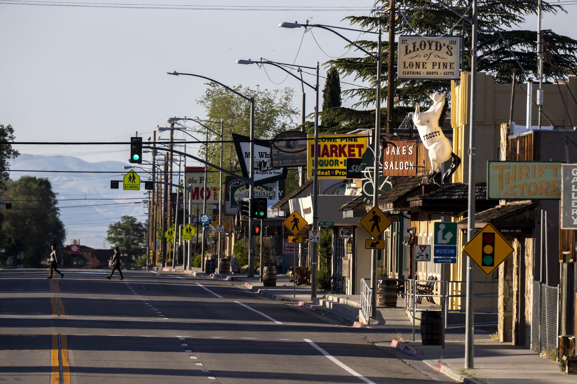 Business is slow on Main Street in Lone Pine, Calif.