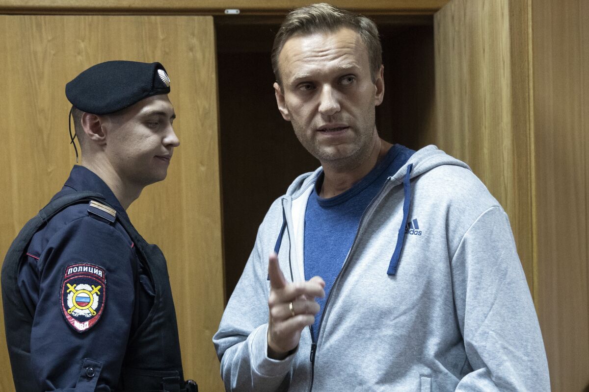 Russian opposition leader Alexei Navalny in a Moscow courtroom in August 2018.