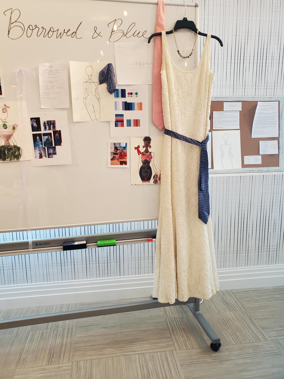 This concept outfit and vision board were created for the Belmont Village La Jolla upcycled fashion line.